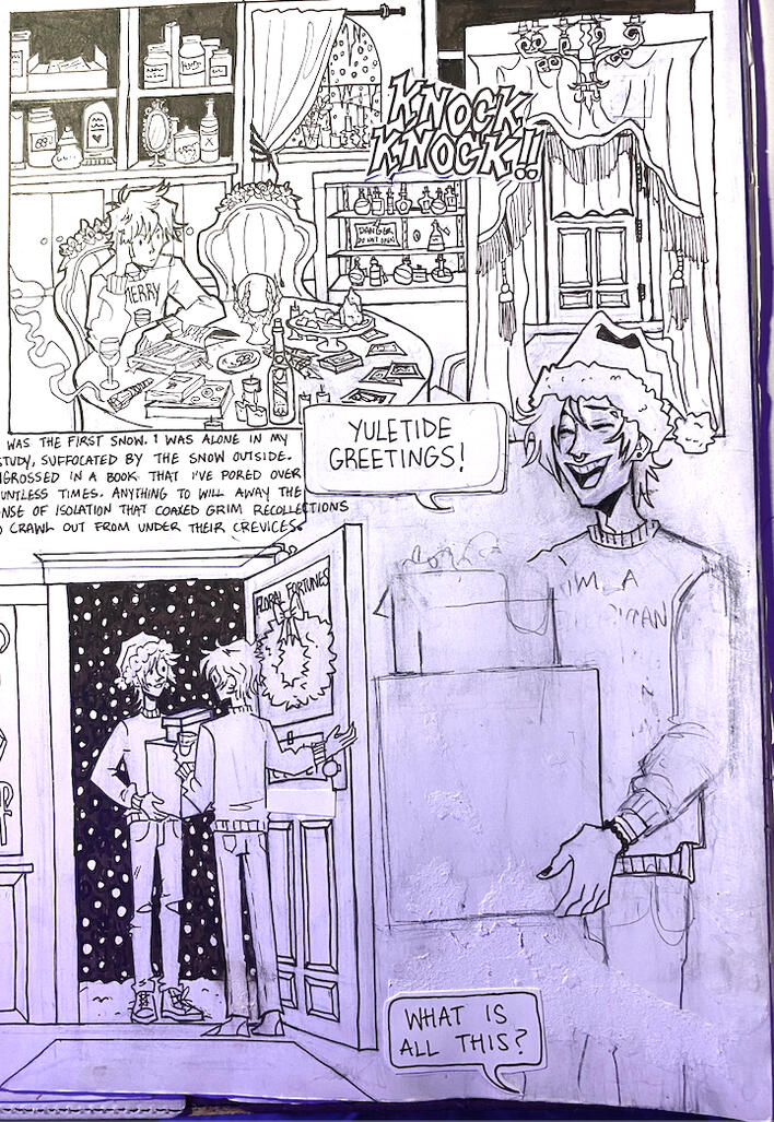ART AND SALEM XMAS SPECIAL- a little short in my sketchbook depicting my ocs around the holidays.