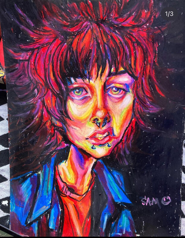 UNTITLED SELF PORTRAIT- oil pastels